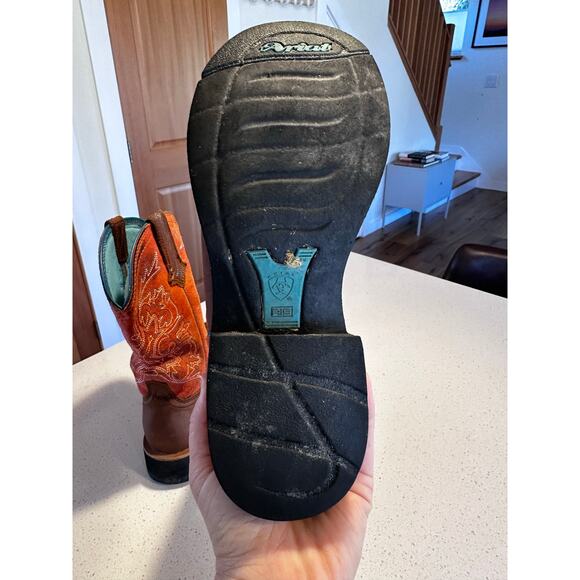 Ariat Womens Brown Orange Leather Cowboy Western Boots Style Size 7B - Picture 6 of 7